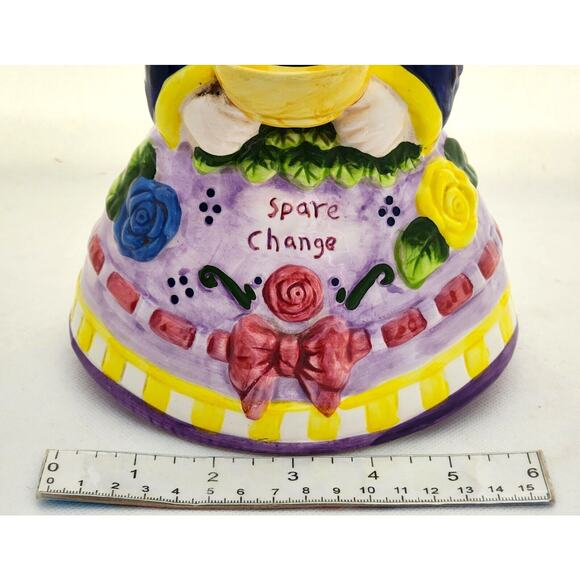 BANK-GARDEN ANGEL-"SPARE CHANGE"-Floral/Leaves-Bottom Stopper-Unique-Shelf Decor - Picture 11 of 11